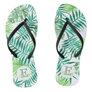 Chanclas hojas de palmera personalizado, turquesa y verde t