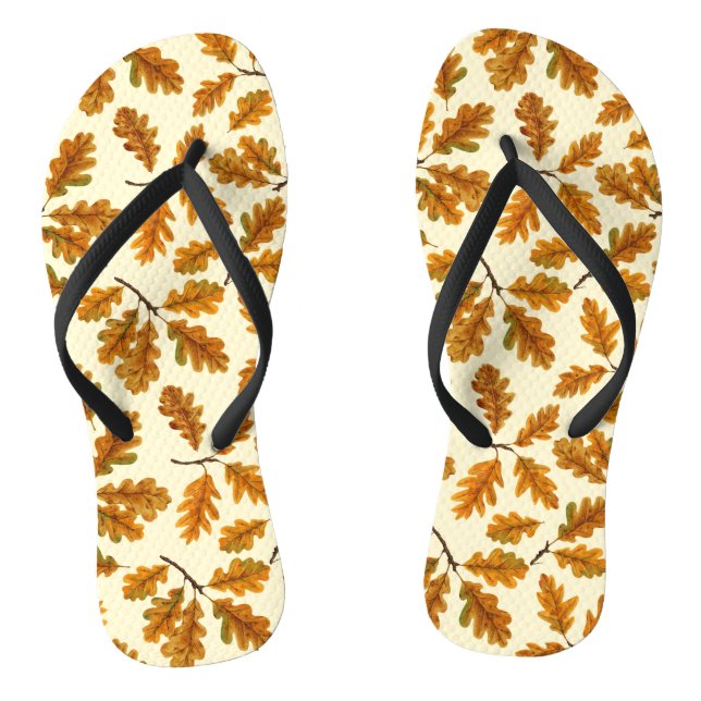 Chanclas Hojas de roble otoñales en blanco roto (Plantilla)