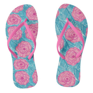 Chanclas Hojas tropicales de palmera y flores