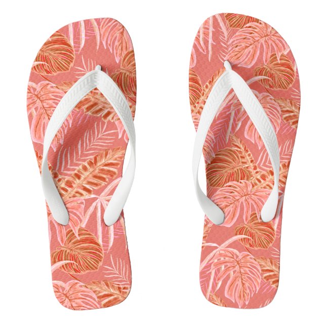 Chanclas Hojas Tropicales Rosa Coral (Plantilla)