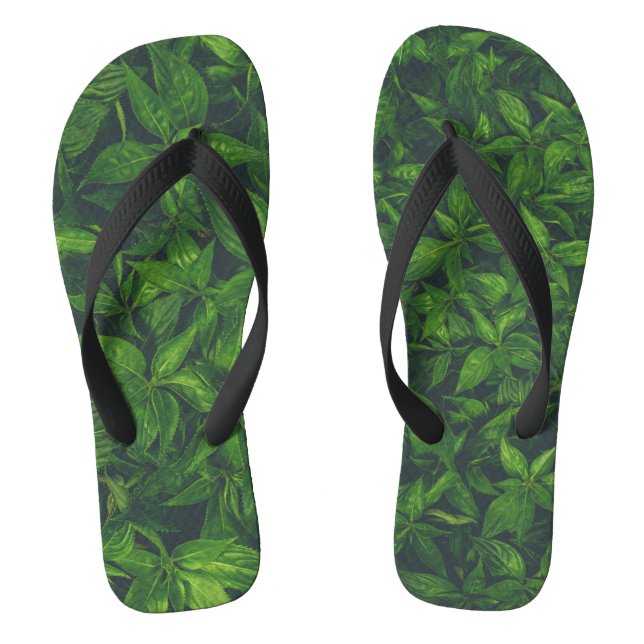 Chanclas Hojas Verdes Profundas  (Plantilla)