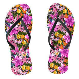 Chanclas Hojas y flores tropicales