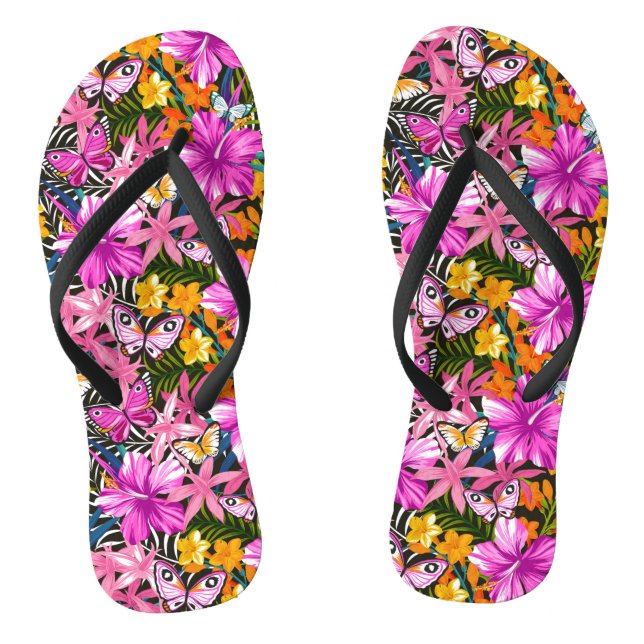 Chanclas Hojas y flores tropicales (Plantilla)