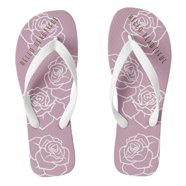Chanclas Hola Hermoso - Rosa Rosa Chic Moderno (Plantilla)