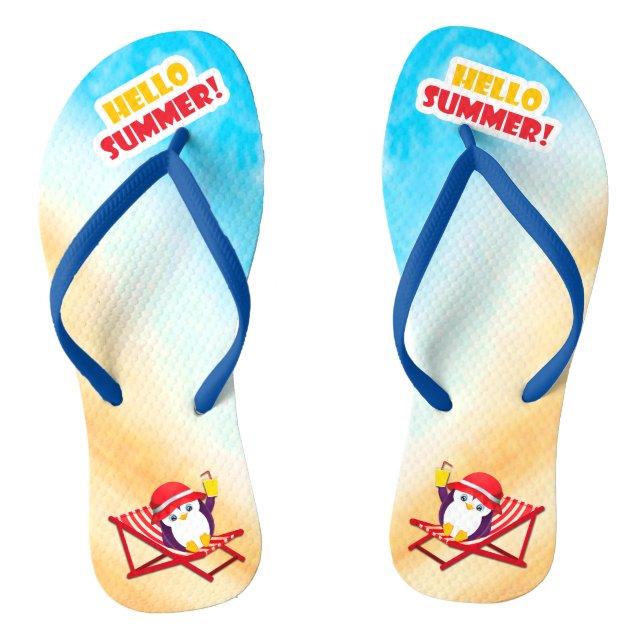 Chanclas Hola verano Sunbathing Penguin (Plantilla)