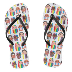 Chanclas Hombres con barba banderas de género arcoíris