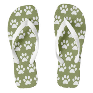 Chanclas Huellas de patas de perro lindas patrón verde play