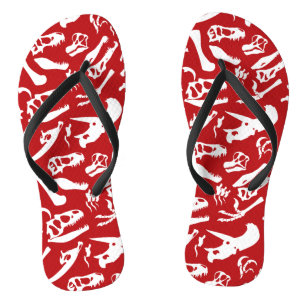Chanclas Huesos de Dinosaurio (Rojo)
