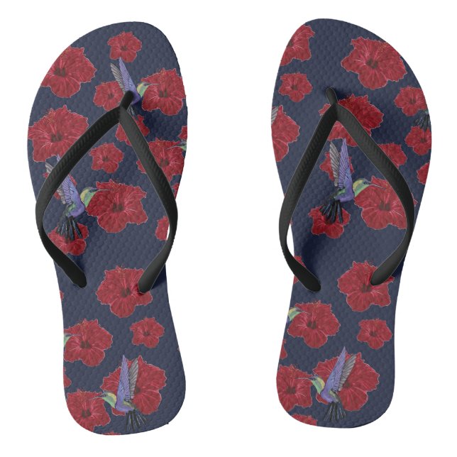 Chanclas Hummingbirds Hibiscus Floral Art (Plantilla)