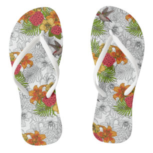 Chanclas Hummingbirds y el ramo tropical
