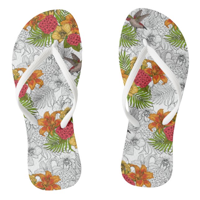 Chanclas Hummingbirds y el ramo tropical (Plantilla)