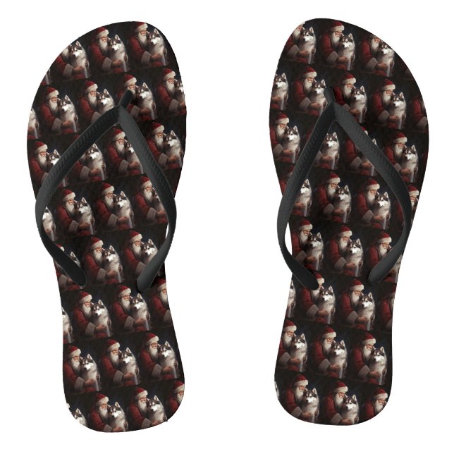 Chanclas Husky Siberiano Con Navidades festivos de Santa Cl (Plantilla)