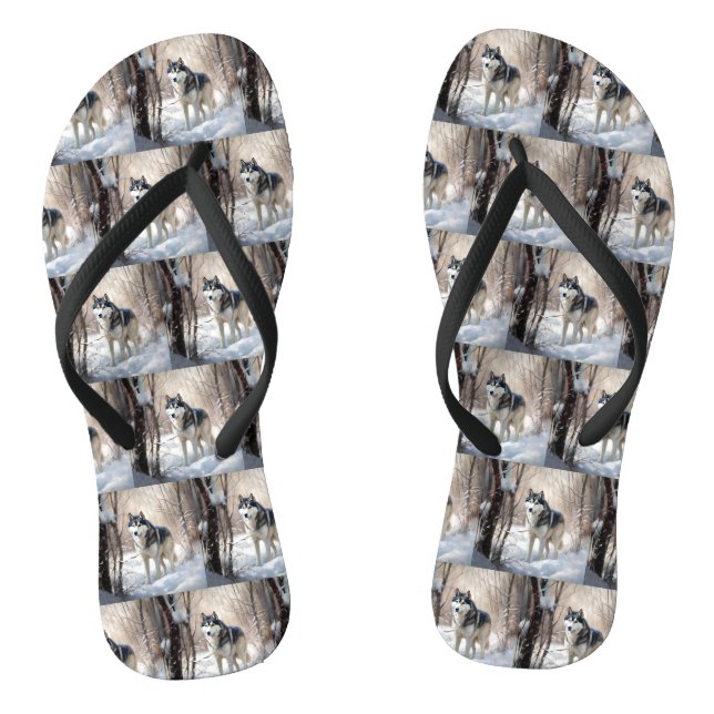 Chanclas Husky Siberiano Deja que nieve Navidad (Plantilla)