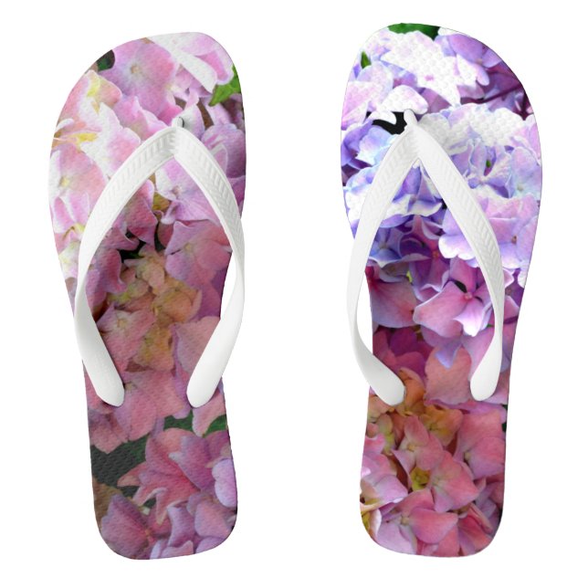 Chanclas Hydrangea garden, rosa, azul, violeta floral (Plantilla)