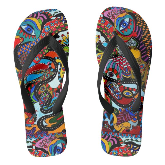 Chanclas Ibiza stijl volwassen "Flower-Art" (Plantilla)