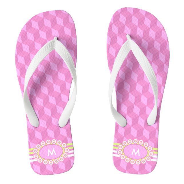 Chanclas ID207 de lima y rosado de cuatro bandas monogramo (Plantilla)