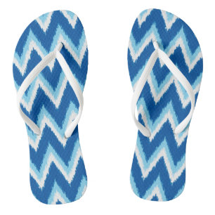 Chanclas Ikat Chevron Stripes - Cobalto, azul cielo y blanc
