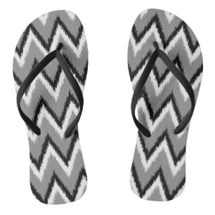 Chanclas Ikat Chevron Stripes - Gris / Gris, Negro y Blanco