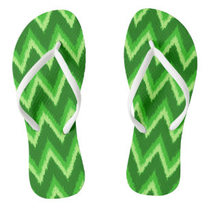 Chanclas Ikat Chevron Stripes - Pino y Verde Lime