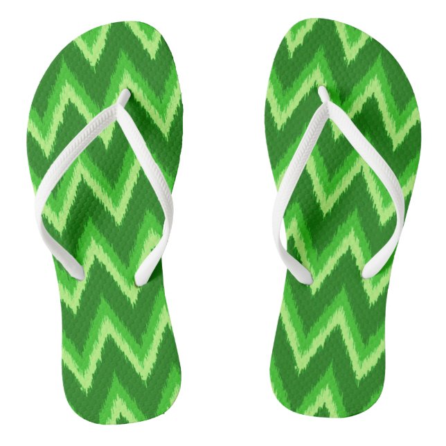 Chanclas Ikat Chevron Stripes - Pino y Verde Lime (Plantilla)