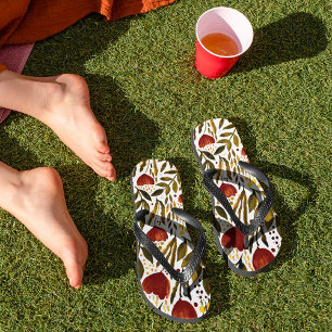 Chanclas Ilustracion floral botánico naranja quemado