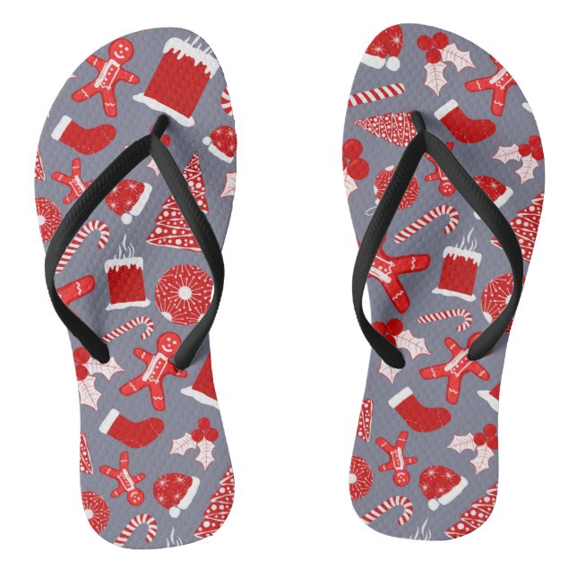 Chanclas Ilustraciones Navideñas Lindas en Rojo Patrón de N (Plantilla)