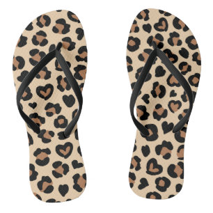 Chanclas Impresión animal, leopardo marrón, puntos de chita