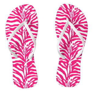 Chanclas Impresión animal salvaje, cebra en rosa y blanco f