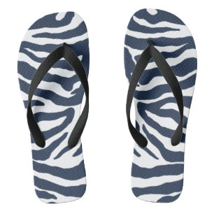 Chanclas impresión de cebra azul oscuro Flip Flops