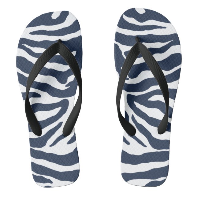 Chanclas impresión de cebra azul oscuro Flip Flops (Plantilla)