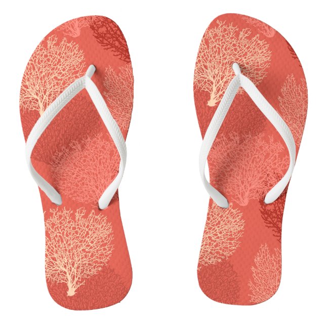 Chanclas Impresión de coral de ventilador, tonos de Naranja (Plantilla)