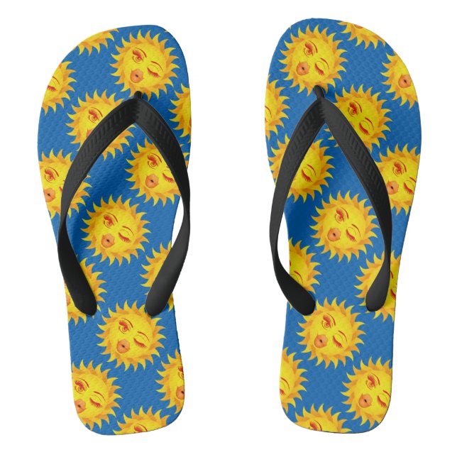 Chanclas Impresión de Emoji de Sun (Plantilla)
