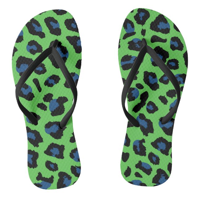 Chanclas Impresión de leopardo azul y verde (Plantilla)