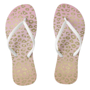 Chanclas Impresión de leopardo de Ombre dorado y rosa