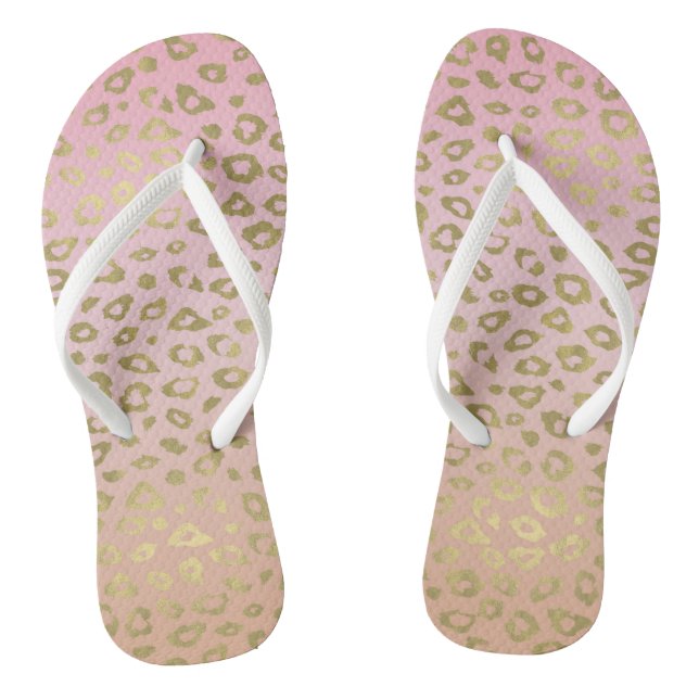 Chanclas Impresión de leopardo de Ombre dorado y rosa (Plantilla)