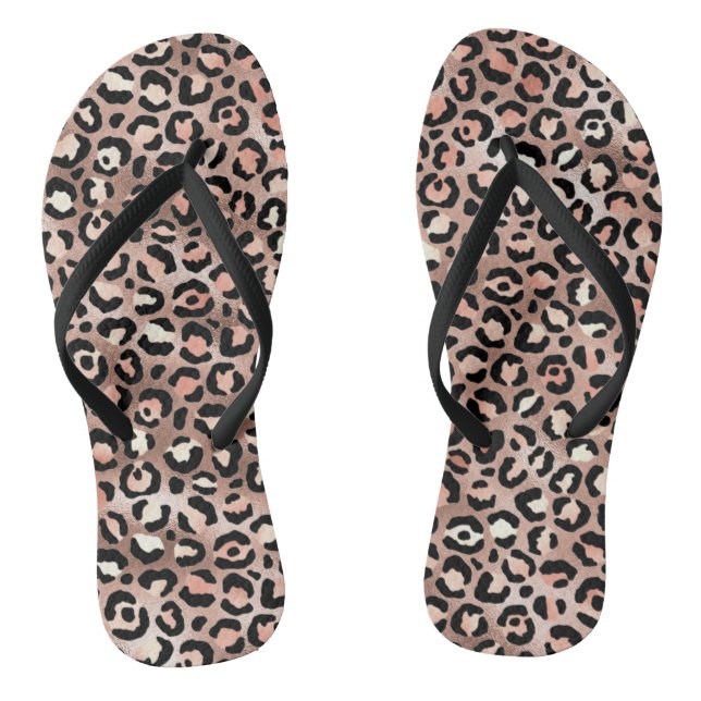Chanclas Impresión de leopardo de Relieve metalizado dorado (Plantilla)