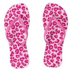 Chanclas Impresión de leopardo en rosa pastel, rosa calient