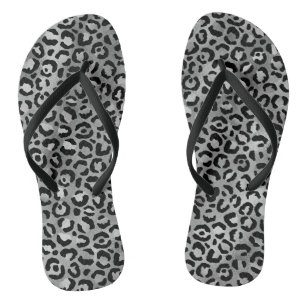 Chanclas Impresión de Leopardo gris de Relieve metalizado p