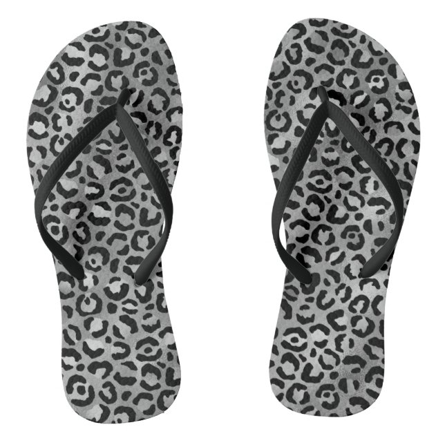 Chanclas Impresión de Leopardo gris de Relieve metalizado p (Plantilla)