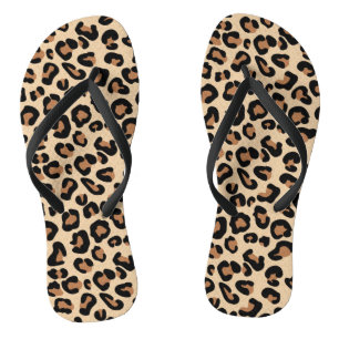 Chanclas Impresión de leopardo, negro, marrón, óxido y tan