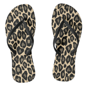 Chanclas Impresión de Leopardo Negro y Tan