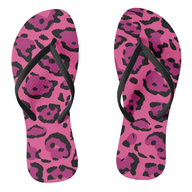 Chanclas Impresión de leopardo rosa caliente (Plantilla)
