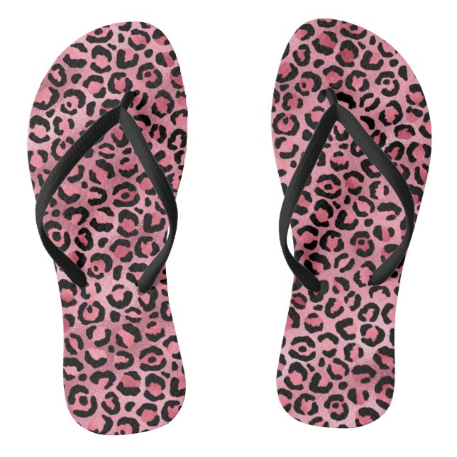 Chanclas Impresión de leopardo rosado negro de moda en moda (Plantilla)