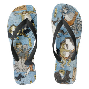 Chanclas Impresión de Ukiyo-e - ranas como actores de
