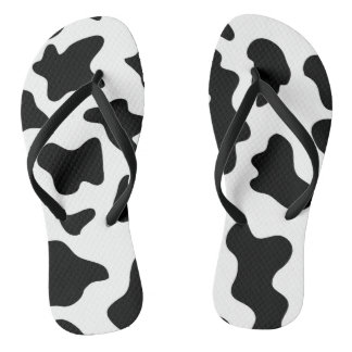 Chanclas impresión de vaca de granja blanca y negra