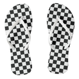 Chanclas Impresión digital de ajedrez en blanco y negro