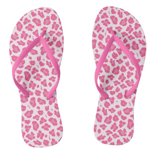 Chanclas Impresión divertida de leopardo rosa caliente (Plantilla)