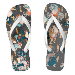 Chanclas Impresión en madera de rana japonesa Kuniyoshi Uki