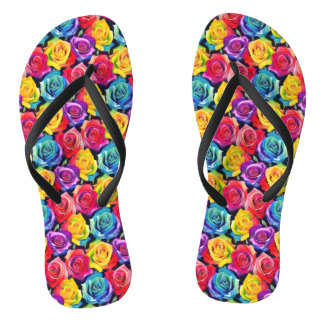 Chanclas Impresión floral colorida, rosas acuarela