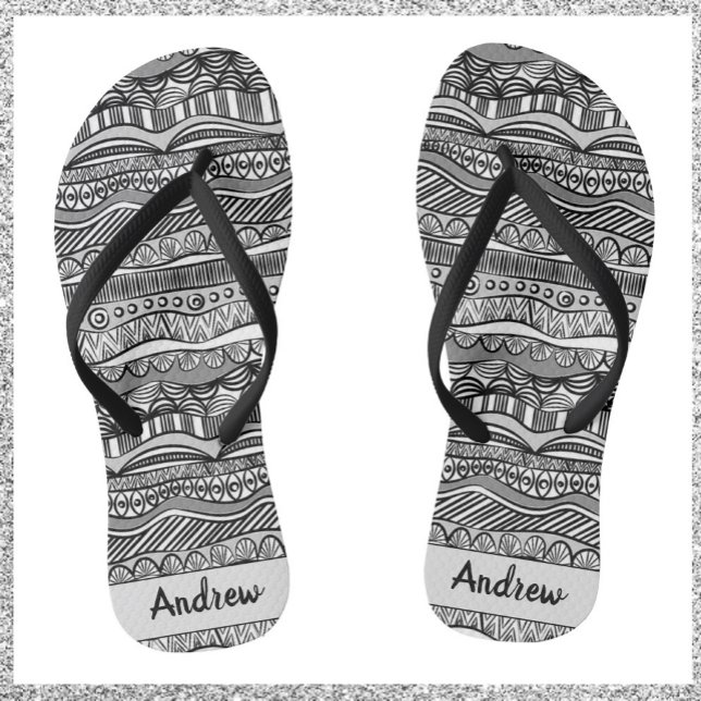 Chanclas Impresión tribal en blanco y negro de Guay (Subido por el creador)